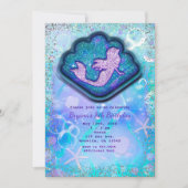 Seashell Fit for a Mermaid Glitter Birthday Party Kaart (Voorkant)