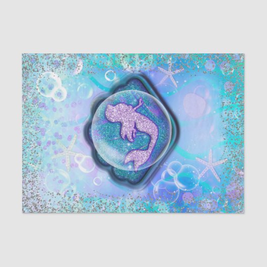 Seashell Fit for a Mermaid Glitter Birthday Party Tissuepapier (Voorkant)