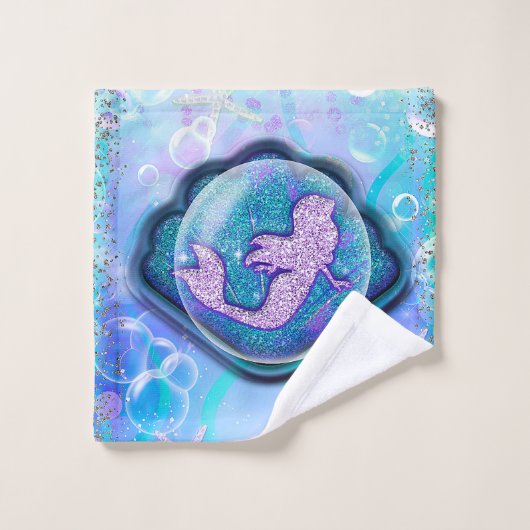 Seashell Fit for a Mermaid Glitter Girls Magical Bad Handdoek (Wasdoekje)