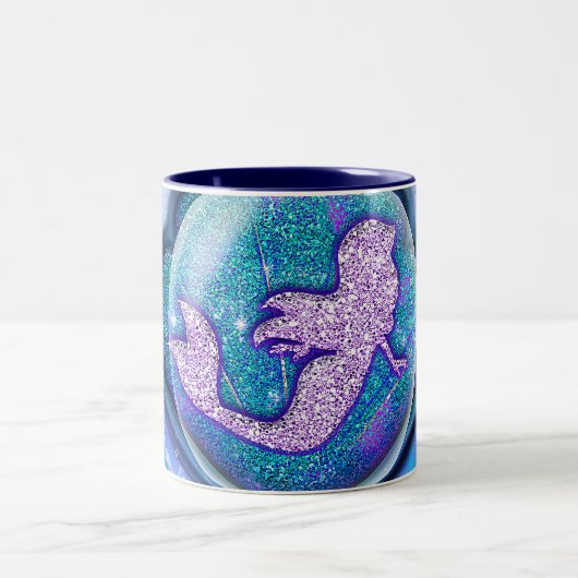 Seashell Fit for a Mermaid Glitter Girls Magical Tweekleurige Koffiemok (Center)