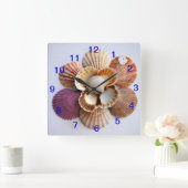 Seashell Flower Clock Square Vierkante Klok (Huis)