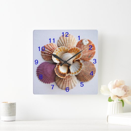Seashell Flower Clock Square Vierkante Klok (Huis)