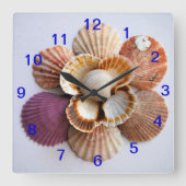 Seashell Flower Clock Square Vierkante Klok (Voorkant)