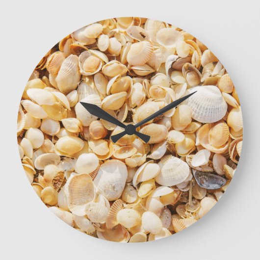 Seashell gestructureerde zomer strand achtergrond. grote klok (Voorkant)