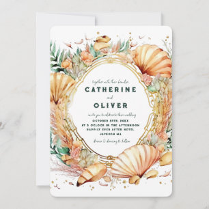 Seashell Gold Lijst Ocean Summer Beach Wedding Kaart