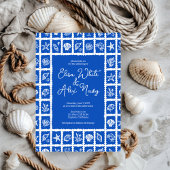 Seashell Grid Beach Seaside Wedding CUSTOM Kaart