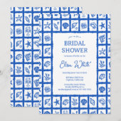 Seashell Grid Beach Vrijgezellenfeest Blue CUSTOM Kaart (Voorkant / Achterkant)