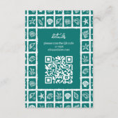 Seashell Grid Beach Wedding AANGEPASTE QR-code Informatiekaartje (Voorkant)