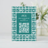 Seashell Grid Beach Wedding AANGEPASTE QR-code Informatiekaartje (Staand voorkant)