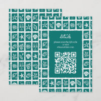 Seashell Grid Beach Wedding AANGEPASTE QR-code