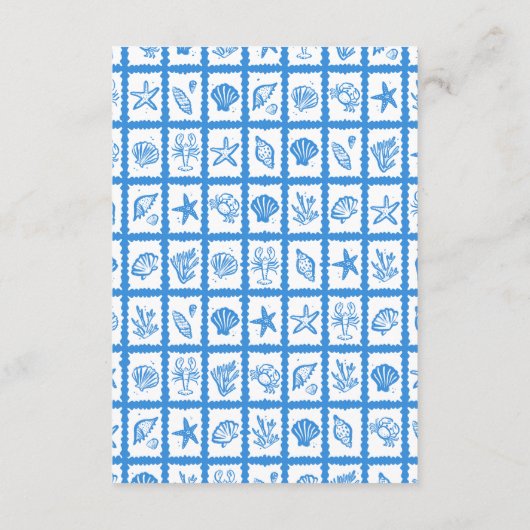 Seashell Grid Beach Wedding AANGEPASTE QR-code Informatiekaartje (Achterkant)