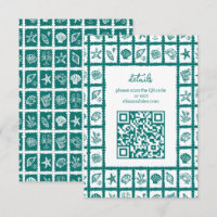 Seashell Grid Beach Wedding AANGEPASTE QR-code