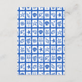 Seashell Grid Beach Wedding AANGEPASTE QR-code Informatiekaartje (Achterkant)