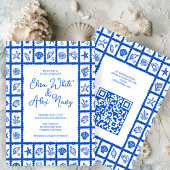 Seashell Grid Beach Wedding AANGEPASTE QR-code Kaart
