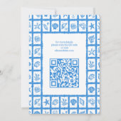 Seashell Grid Beach Wedding AANGEPASTE QR-code Save The Date (Achterkant)