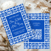 Seashell Grid Beach Wedding AANGEPASTE QR-code Save The Date