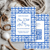 Seashell Grid Beach Wedding AANGEPASTE QR-code Save The Date