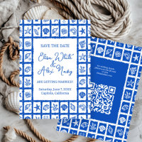 Seashell Grid Beach Wedding AANGEPASTE QR-code