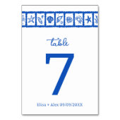 Seashell Grid Beach Wedding Blauw Wit CUSTOM Kaart (Voorkant)