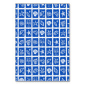 Seashell Grid Beach Wedding Blauw Wit CUSTOM Kaart (Achterkant)