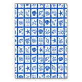 Seashell Grid Beach Wedding Blauw Wit CUSTOM Kaart (Achterkant)