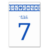 Seashell Grid Beach Wedding Blauw Wit CUSTOM Kaart (Voorkant)