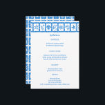 Seashell Grid Beach Wedding Blauw Wit CUSTOM Menu<br><div class="desc">Perfect schattig menu kaart voor een leuke bruiloft! Met de hand gemaakte kunst voor jou! Ideaal voor een bruiloft, vrijgezellenfeest aan zee, vrijgezellenfeest, verlovingsfeest of verjaardagsfeest. VOLLEDIG ! Klik hierboven op "Personaliseren" om de tekst te bewerken. Klik op "bewerken met het ontwerpgereedschap" om de lettertypen, kleuren en plaatsingen aan te...</div>