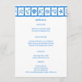 Seashell Grid Beach Wedding Blauw Wit CUSTOM Menu (Voorkant)