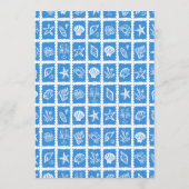 Seashell Grid Beach Wedding Blauw Wit CUSTOM Menu (Achterkant)