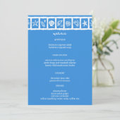 Seashell Grid Beach Wedding Blauw Wit CUSTOM Menu (Staand voorkant)