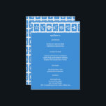 Seashell Grid Beach Wedding Blauw Wit CUSTOM Menu<br><div class="desc">Perfect schattig menu kaart voor een leuke bruiloft! Met de hand gemaakte kunst voor jou! Ideaal voor een bruiloft, vrijgezellenfeest aan zee, vrijgezellenfeest, verlovingsfeest of verjaardagsfeest. VOLLEDIG ! Klik hierboven op "Personaliseren" om de tekst te bewerken. Klik op "bewerken met het ontwerpgereedschap" om de lettertypen, kleuren en plaatsingen aan te...</div>