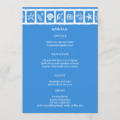 Seashell Grid Beach Wedding Blauw Wit CUSTOM Menu (Voorkant)