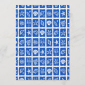 Seashell Grid Beach Wedding Blauw Wit CUSTOM Menu (Achterkant)