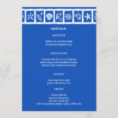 Seashell Grid Beach Wedding Blauw Wit CUSTOM Menu (Voorkant)