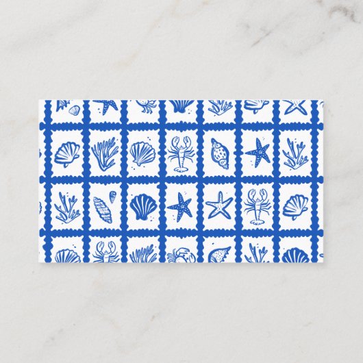 Seashell Grid Beach Wedding CUSTOM Plaatskaartje (Achterkant)