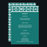 Seashell Grid Beach Wedding Groen Wit CUSTOM Menu<br><div class="desc">Perfect schattig menu kaart voor een leuke bruiloft! Met de hand gemaakte kunst voor jou! Ideaal voor een bruiloft, vrijgezellenfeest aan zee, vrijgezellenfeest, verlovingsfeest of verjaardagsfeest. VOLLEDIG ! Klik hierboven op "Personaliseren" om de tekst te bewerken. Klik op "bewerken met het ontwerpgereedschap" om de lettertypen, kleuren en plaatsingen aan te...</div>