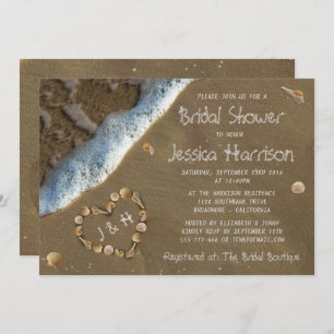 Seashell Heart Beach Bridal Shower-uitnodigingen Kaart