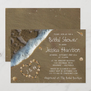 Seashell Heart Beach Bruids Douche Uitnodigingen