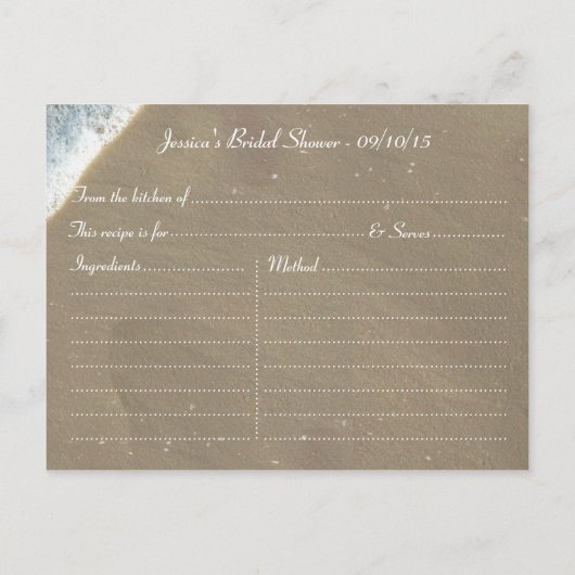 Seashell Heart Beach Vrijgezellenfeest Recept Kaar Uitnodiging Briefkaart (Achterkant)