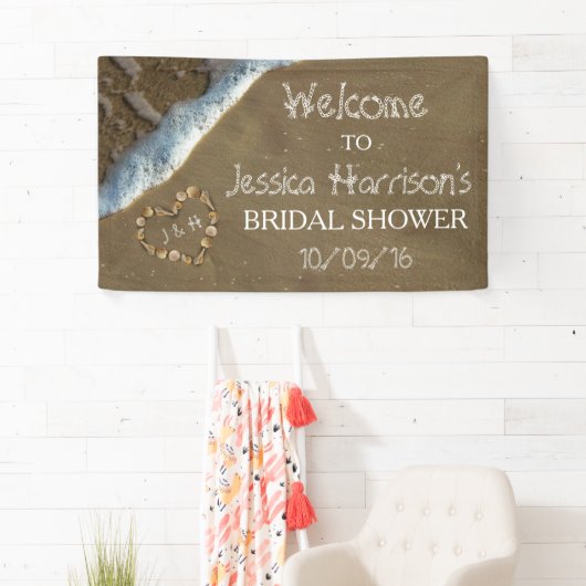 Seashell Heart Beach Vrijgezellenfeest Spandoek (Insitu)