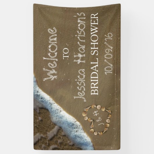 Seashell Heart Beach Vrijgezellenfeest Spandoek (Verticaal)