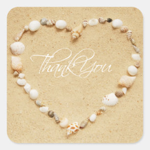 Seashell Heart Dank u Vierkante Sticker
