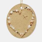 Seashell Heart met Starfish Keramisch Ornament (Links)