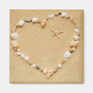 Seashell Heart met Starfish Magneet