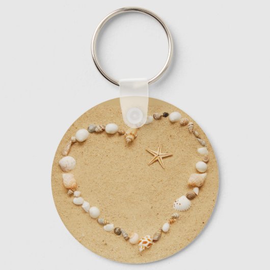 Seashell Heart met Starfish Sleutelhanger (Voorkant)