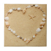 Seashell Heart met Starfish Tegeltje (Voorkant)