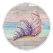 Seashell hout nautische strand schelpen blauwe per keramische knop (Voorkant)