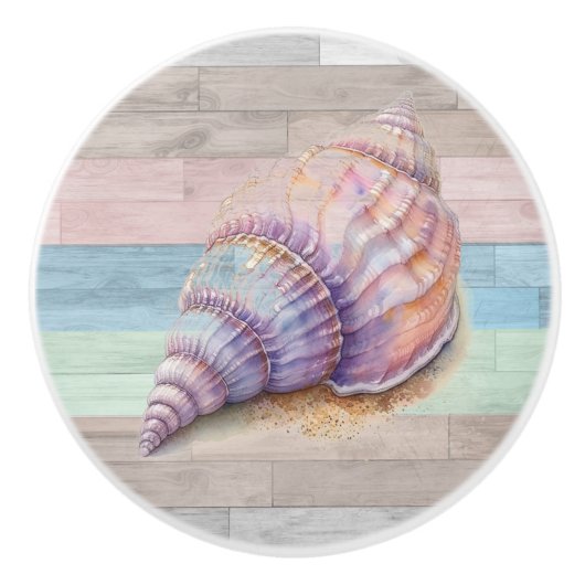 Seashell hout nautische strand schelpen blauwe per keramische knop (Voorkant)