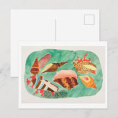  Seashell Illustratie Briefkaart (Voorkant / Achterkant)
