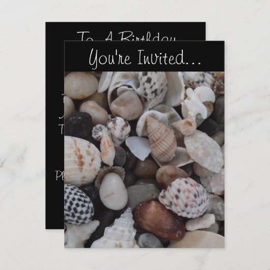 Seashell Invitation Kaart (Voorkant / Achterkant)